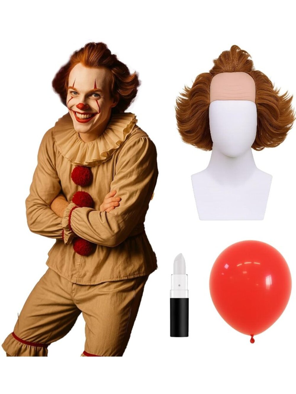 Women's Brown Short Cosplay Convenient Set Include Adjustable Wig Cap Headpiece